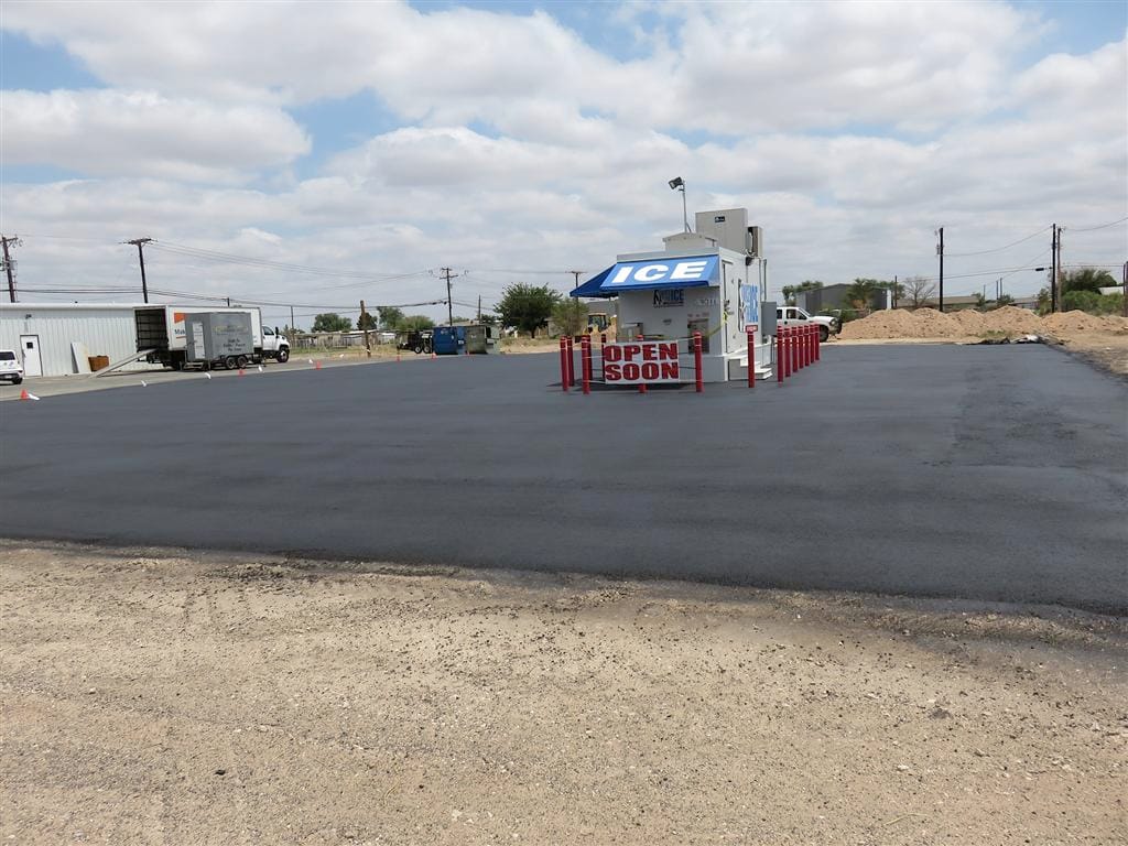 Commercial asphalt parking lot built for heavy traffic